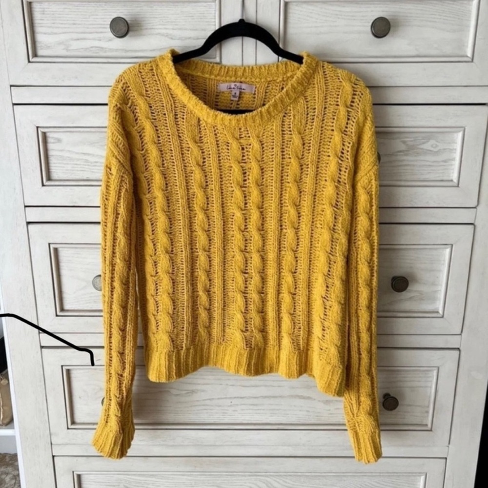 BEAUTIFUL YELLOW SOFT KNIT CROPPED PULLOVER SWEATER